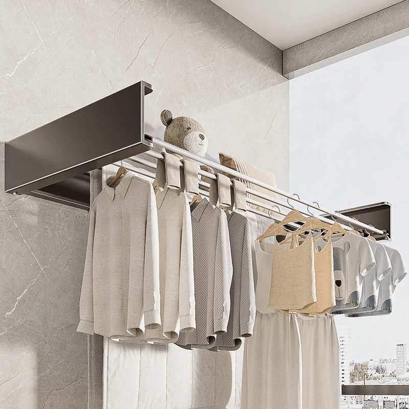 1pc space saving metal clothes drying rack wall mounted extendable towel bar with 60lbs load capacity ideal for bedroom bathroom closet wardrobe organization towel rack   details 3