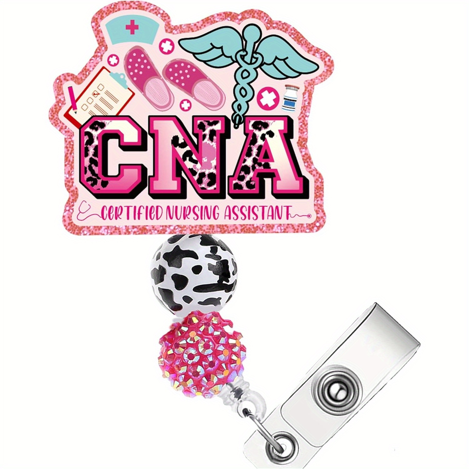 

Certified Nursing Assistant Acrylic Badge Reel - 1pc Retractable Cna Badge Holder With Alligator Clip, Medical Assistant Id Card Accessory, Hospital Staff Work Identification Charm