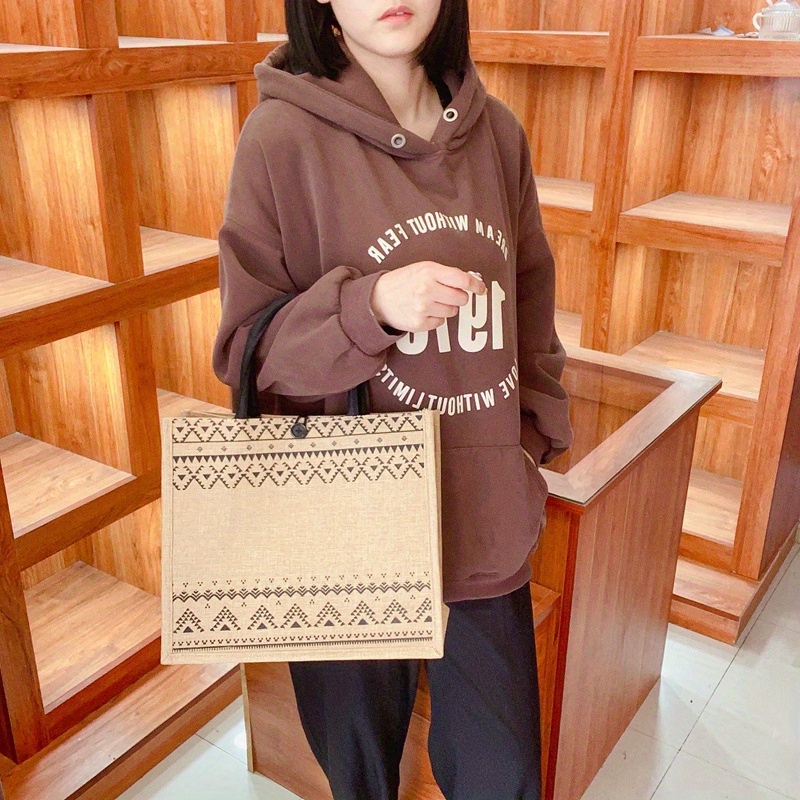 

Linen Tote Bag Large Capacity Commuter Bag Cosmetic Bag Storage Bag