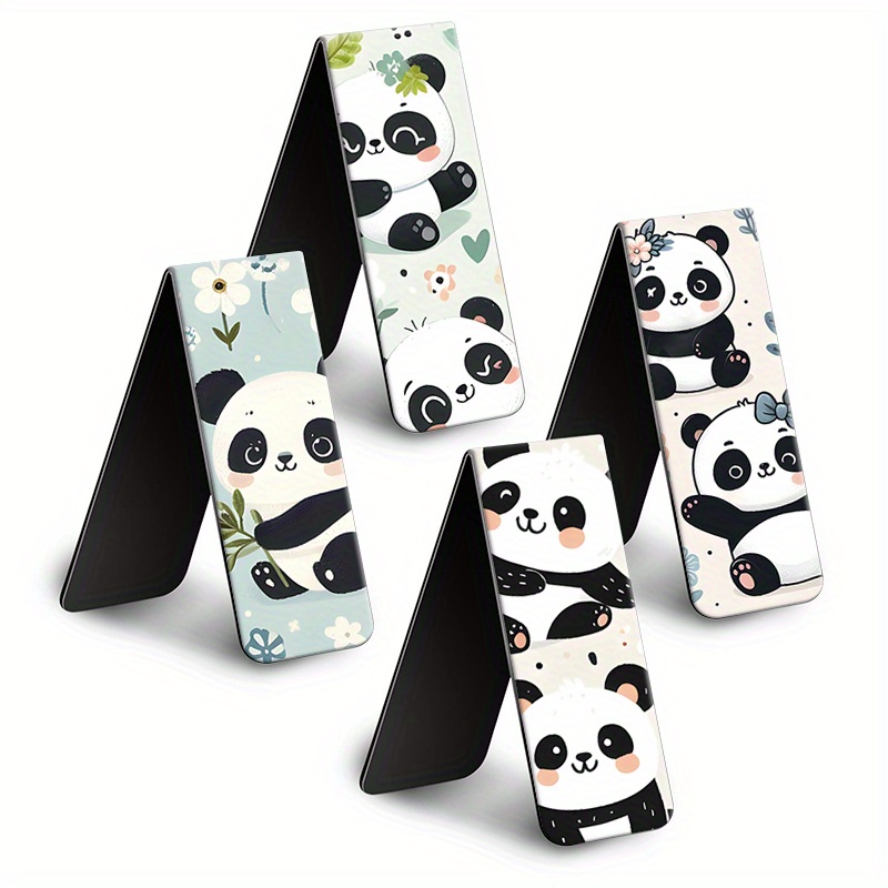 

4-pack Cute Panda Magnetic Bookmarks, Major Material: Cardboard, Magnet Page Markers For Students And Teachers, Reading Accessories