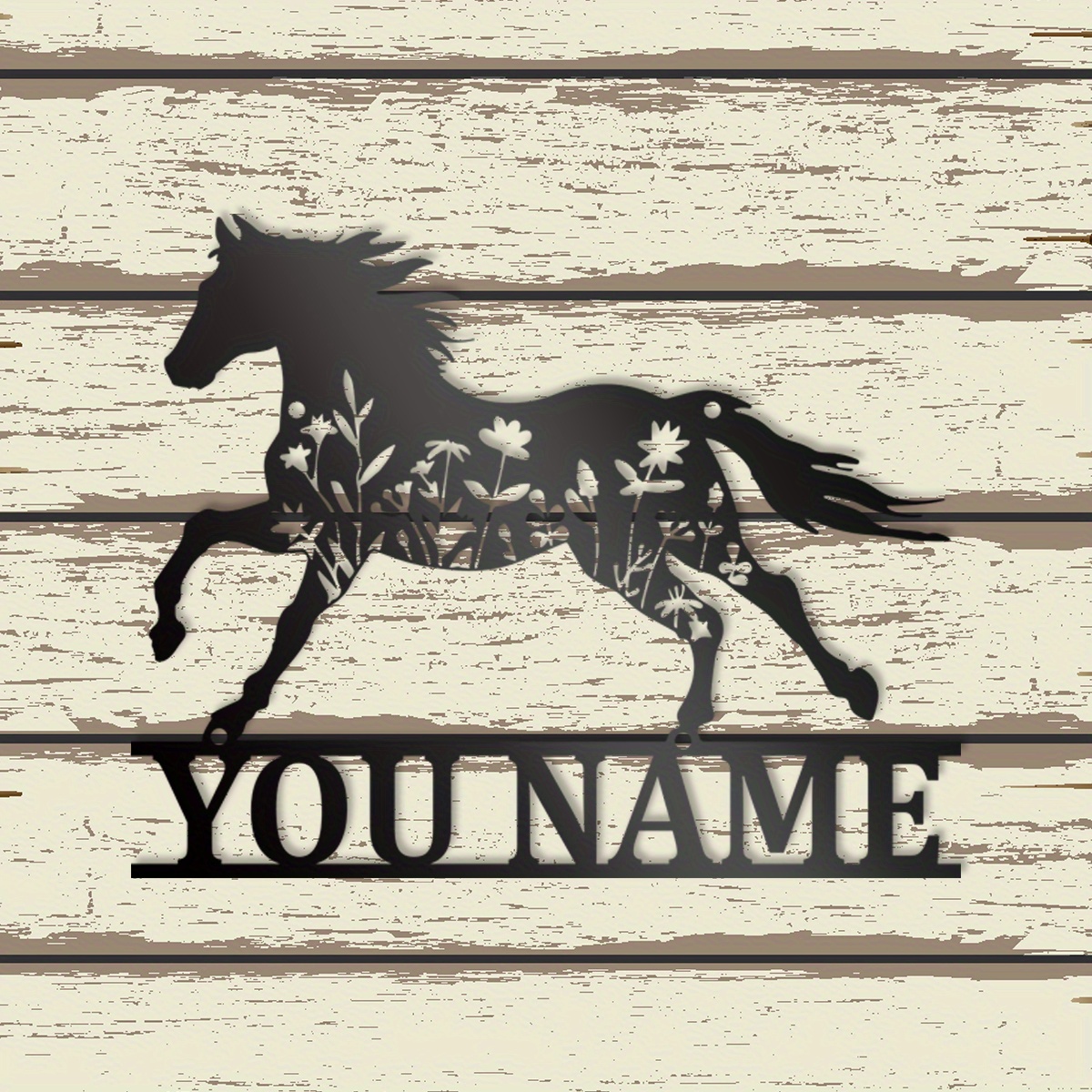 

1pc Custom Floral Horse Farmhouse Metal Wall Art Personalized Horse Flower Name Sign Home Decor Horse Barn Nursery Decoration Birthday