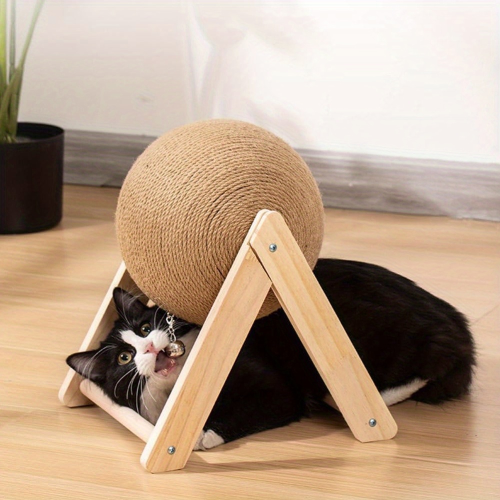 

1pc Cat Scratching Toy - Cat Scratching Ball Toy, Sisal Rope Cat Scratching With Ball Cat Exercise Wheel For Cats And Cats Indoor Interactive Pet Toys