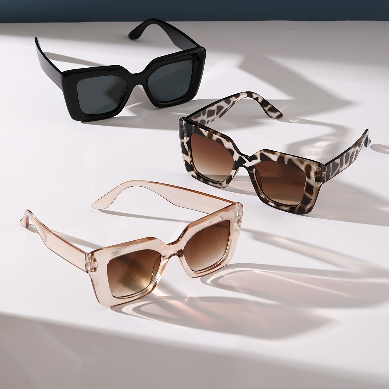 

3pcs Women's Cat Eye Glasses, Vintage Oversized Gradient Lenses, Fashion Eyewear For Party, Beach, Travel