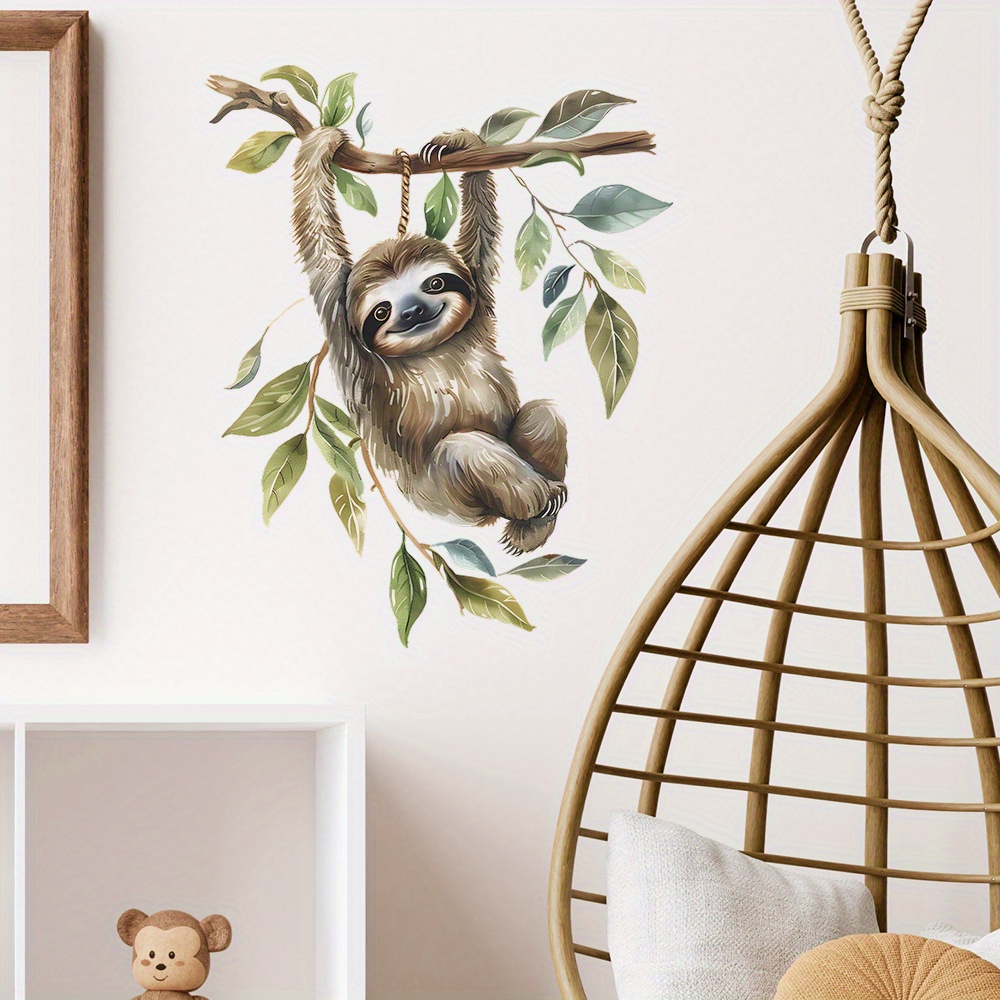 

Adorable Sloth & Jungle Branches Wall Decal - Removable Vinyl Mural For Bedroom And Classroom Decor Wall Decorations For Bedroom Wall Art Decor Bedroom