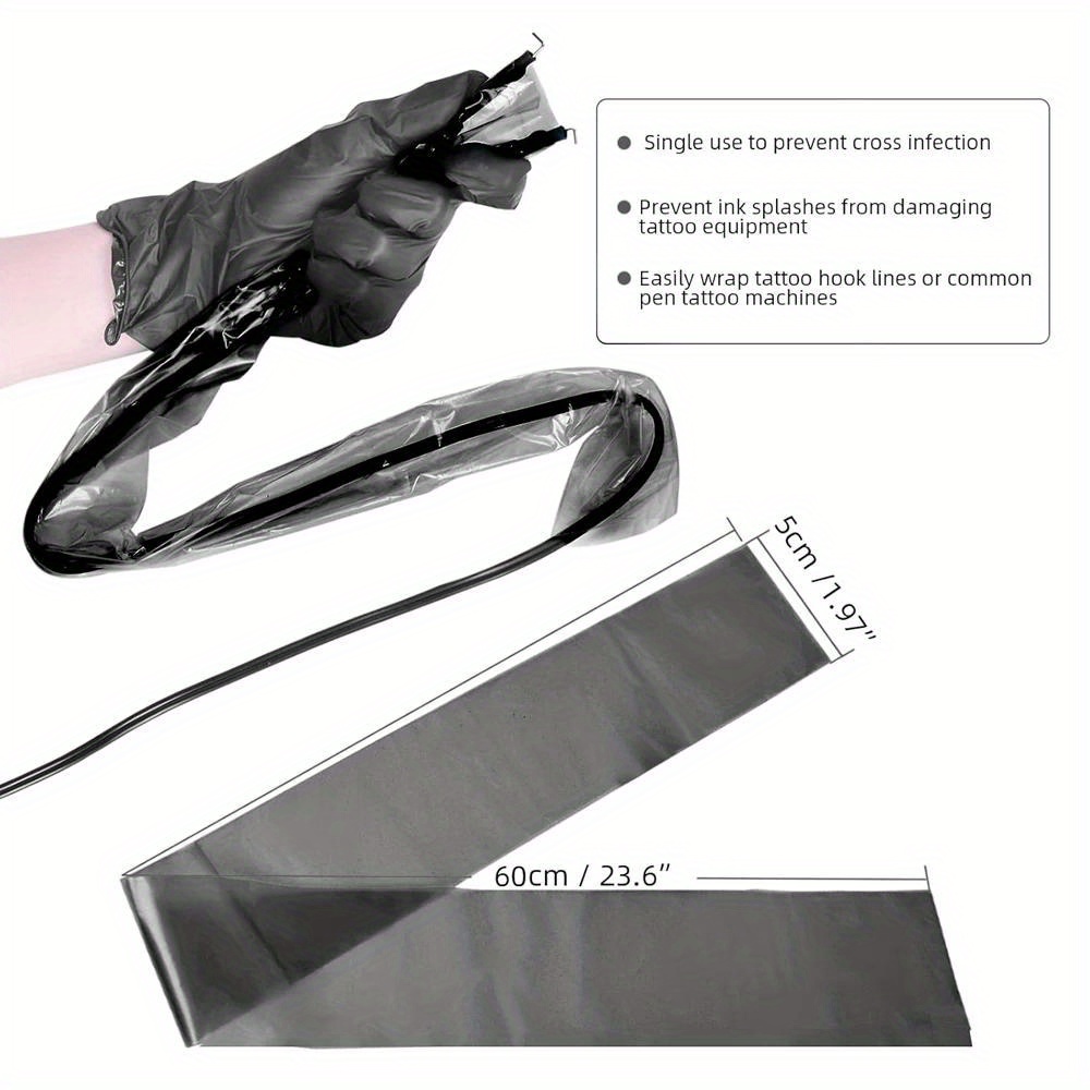 100 Stück Tattoo Clip Cord Hüllen – Einweg-Schutzhüllen Für Tätowiermaschinen, Schwarz, 5x60 Cm