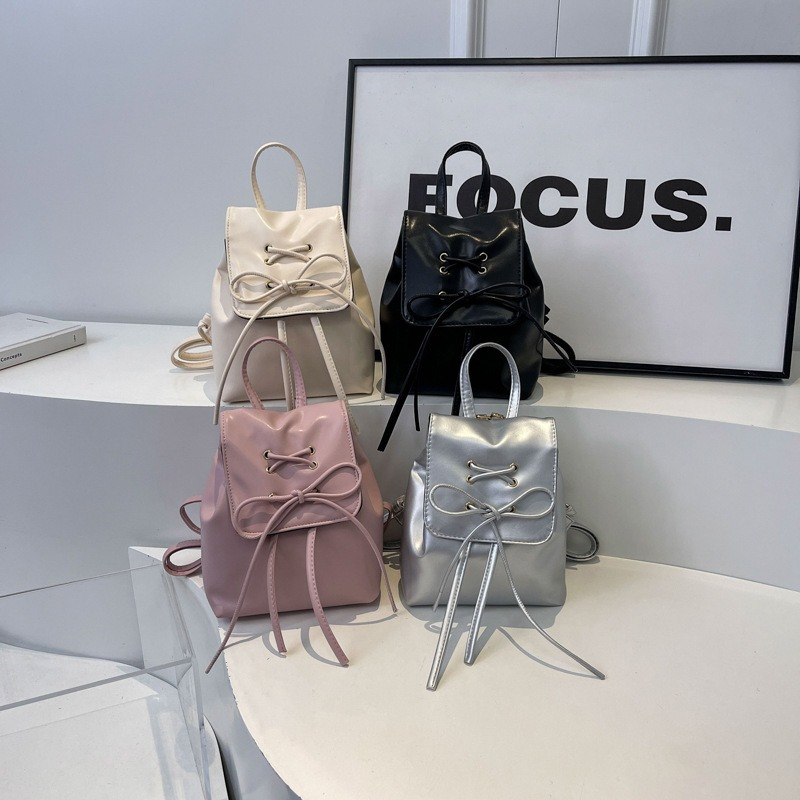 

Women's Fashion Mini Backpack With Bowknot, Dual-shoulder Cute Multifunctional Handbag, Y2k Flap Daypack Schoolbag