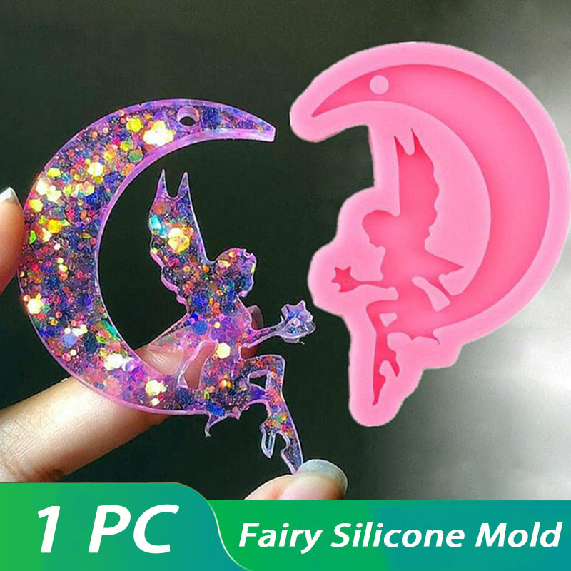 

1pc Moon & Fairy Cat Paw Silicone Mold - Resin Keychain, Necklace, Jewelry Pendant & Polymer Clay Crafts - Food-safe Kitchen And Dining Accessory, Love Heart, Round, Household