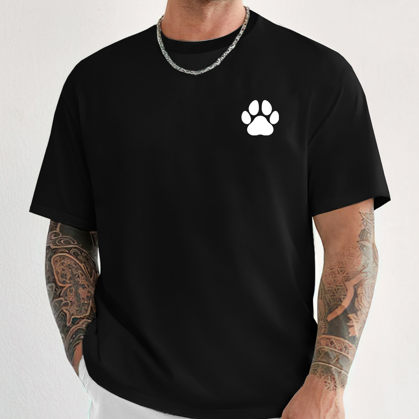 

Dog Paws Print Tee Shirt, Tees For Men, Casual Short Sleeve T-shirt For Summer