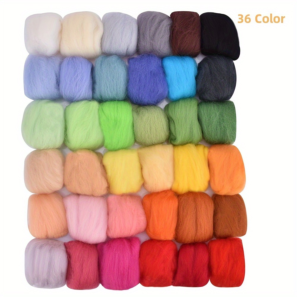 

36- Fleece Roving Set, 3g Per , And , 36 Assorted , Diy , Felting Supplies, Fleece Kit For Beginners, Needlework