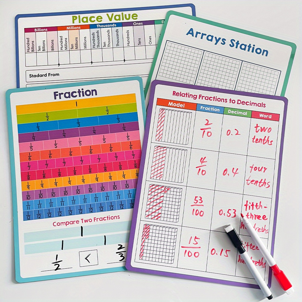 

Whiteboard For Kids, Fraction/ Decimal/ Multiplication/ Arrays Station/place Value Math Practice For Kids, White Board Math Manipulative Dry Erase Board, Double-side Learning Educational Tools