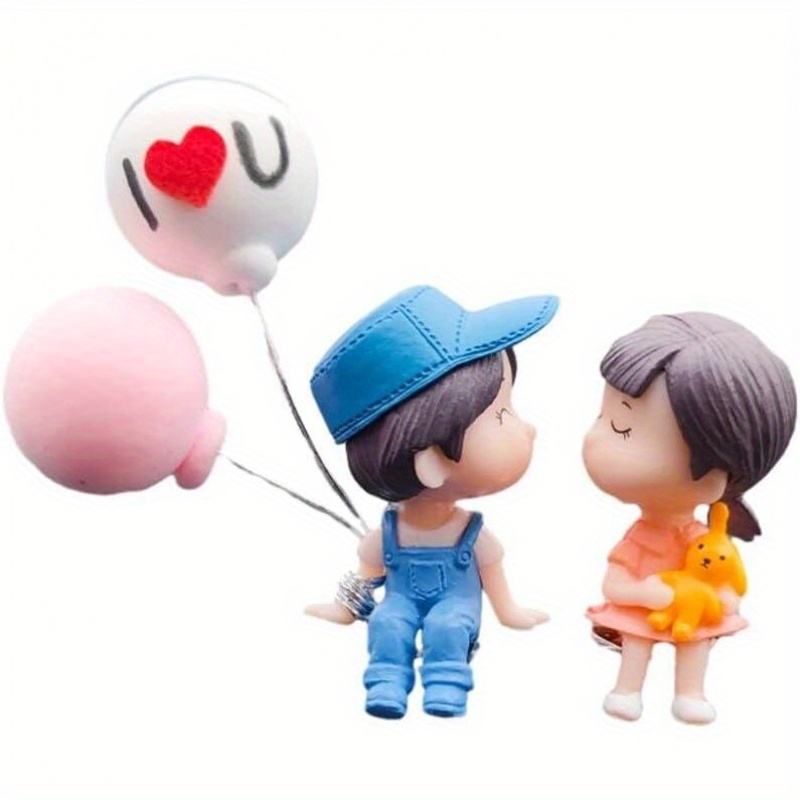 

1pcs Cute Cartoon Couples Car Decoration Accessories Romantic Figurines Balloon Lovers Anime Car Accessories Ornament Birthday Gift