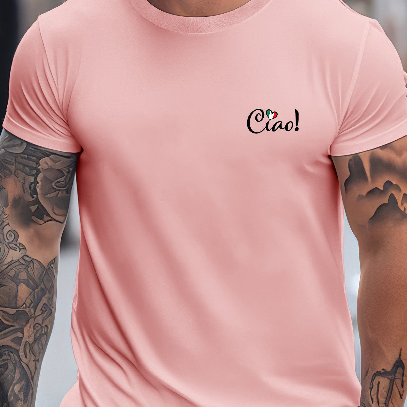 

Summer Essential: Men's Casual T-shirt With Unique Letter Print - Breathable, Stretch Fabric, Round Neck - Outdoor Activities