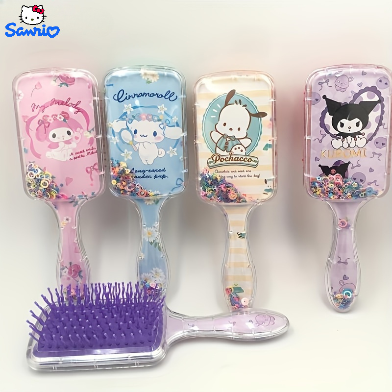 

adorable Design" Sanrio Cute Kuromi & My Melody Air Cushion Comb - Scalp Massage Hair Brush For All Hair Types, Durable Abs Handle