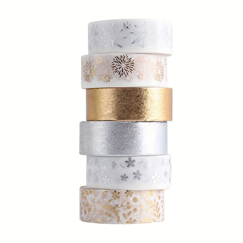 TEMU 6pcs/set Elegant Flower Washi Tape Set For Crafting And Decorating Floral Washi Tape