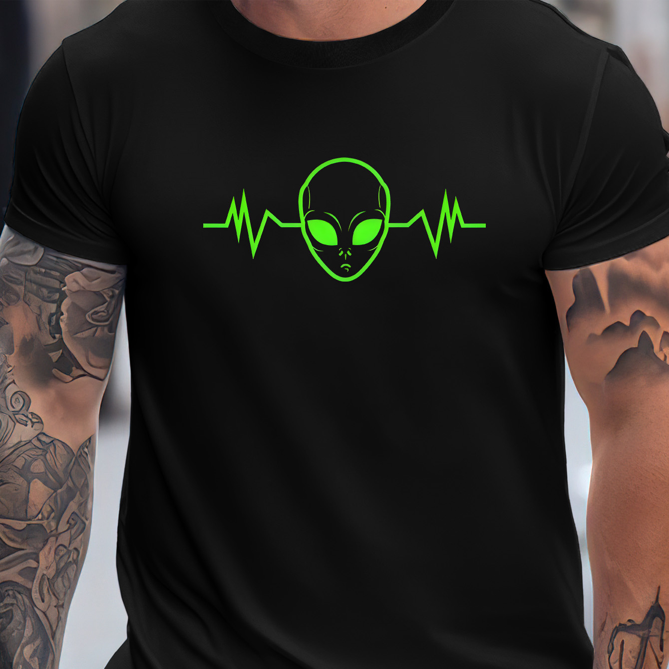 

Cool Alien Print Tee Shirt, Tees For Men, Casual Short Sleeve T-shirt For Summer