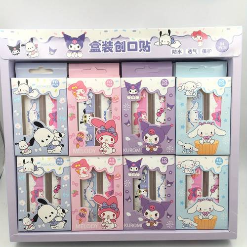 24pcs/box Creative Sanrio Bandage, Kuromi Hello Kitty Cinnamoroll Babycinnamoroll Boxed Hemostatic Bandage, Cute Wound Patch Waterproof Paste Sticky Notes