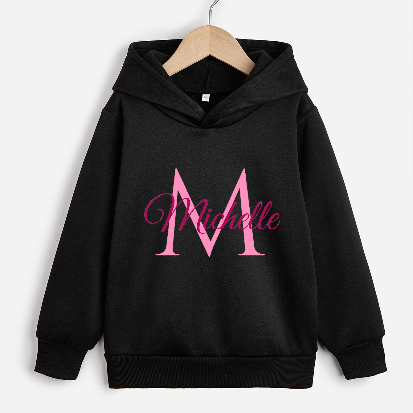 

Customized Content & Letter Print Girls' Casual & Cozy Long Sleeve Hooeded Sweatshirt Top