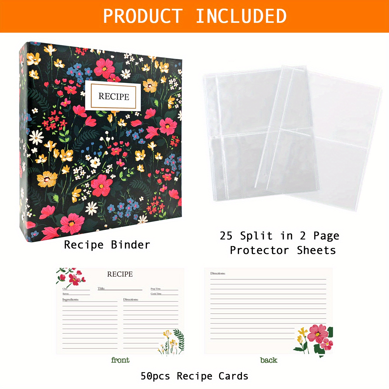recipe card binder sleeves Amazon.com: Recipe Binder (Bakery) & Extra 50 US Letter Size Plastic Sleeves:  Home & Kitchen main image 0