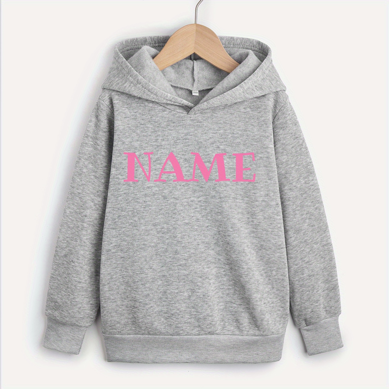 

Name Customized Print Girl's Personalized And Cozy Hooded Sweatshirt, Casual Long Sleeve Pullover Sweatshirt Tops