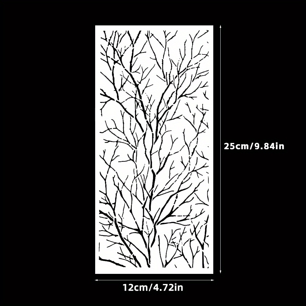 1pc 9.84 X 4.72 Inch Autumn Tree Branches Plastic Stencils Reusable For , Diary, Album Background Making Decoration Painting Templates