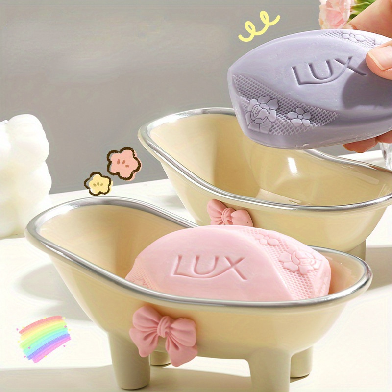 

2pcs Abs Bathtub-shaped Dish, Drainage, & Decorative , Bathroom ,