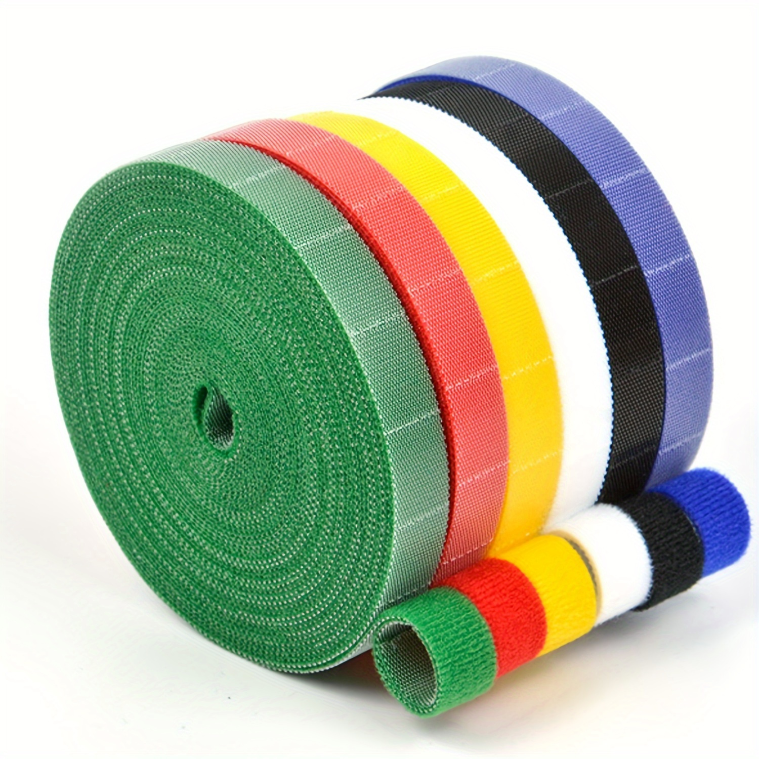 

6-pack Multi-color Hook And Loop Straps, Reusable Double-sided Interlocking Tape, Polyamide Fastening Organizer, 3.3ft/roll