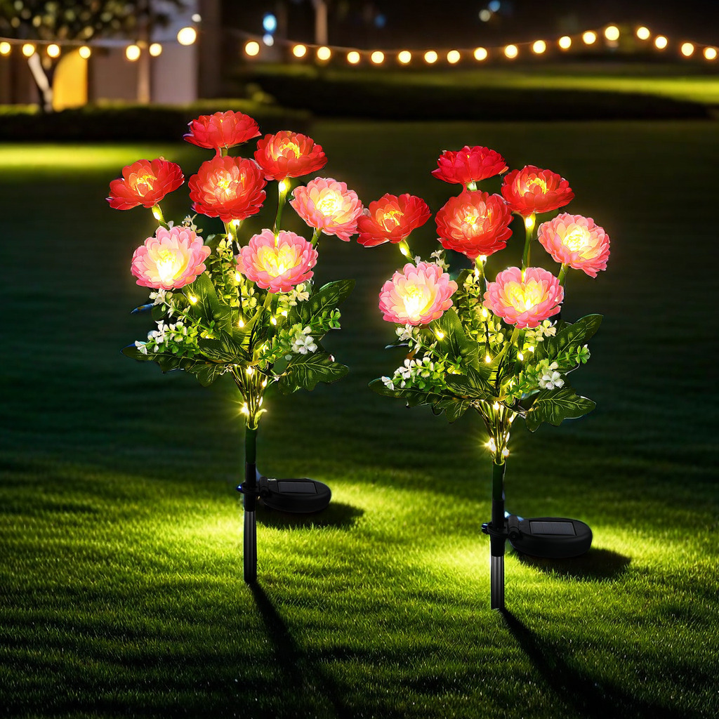 

2-pack Solar Snow Lotus Lights - Outdoor Faux Flower Decor, Dual Warm Glow For Garden, Patio, Party & Wedding Celebrations