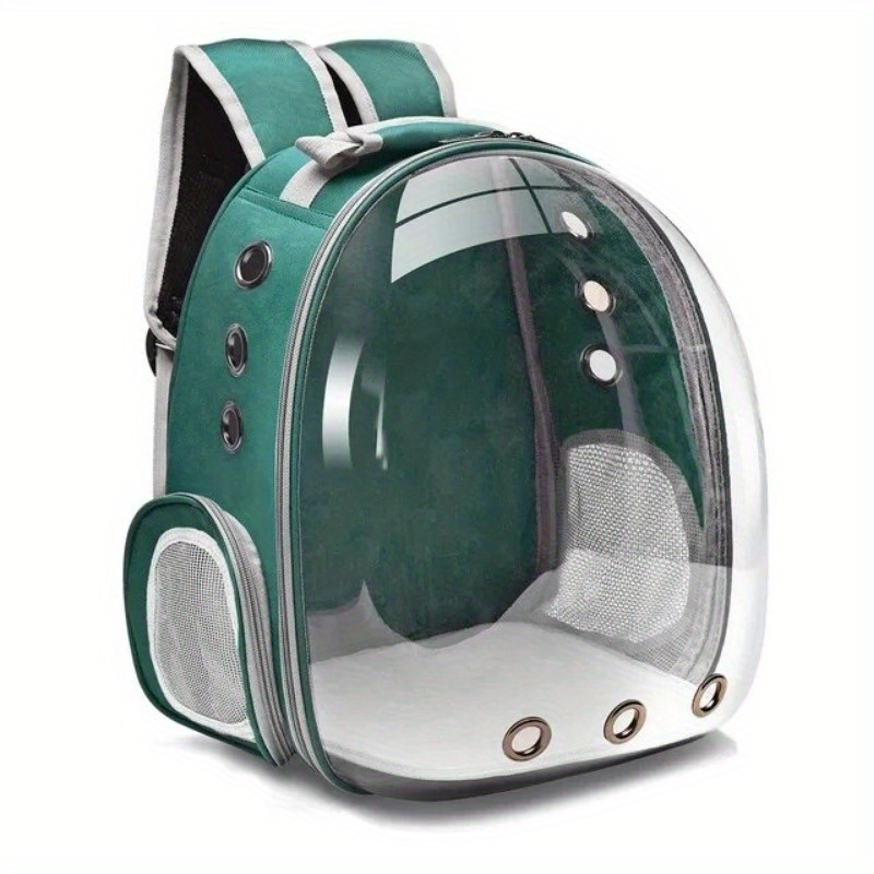 TEMU Breathable Transparent Cat Carrier Backpack - Zippered Capsule Design For Small Pets, Ideal For Travel & Outdoor Use