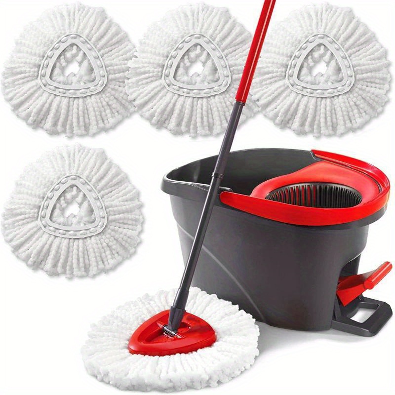 

Spin Mop Refill Heads: White Microfiber Pads For Efficient Floor Cleaning - Suitable For Living Rooms And No Battery Required