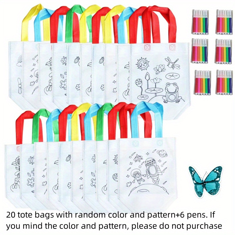 

Colorful Graffiti Painted Tote Bag With Markings - Reusable, Waterproof, Markers Included - Interactive Art Activity For Kids And Adults - Ideal For Drawing And Color Cognitive Development