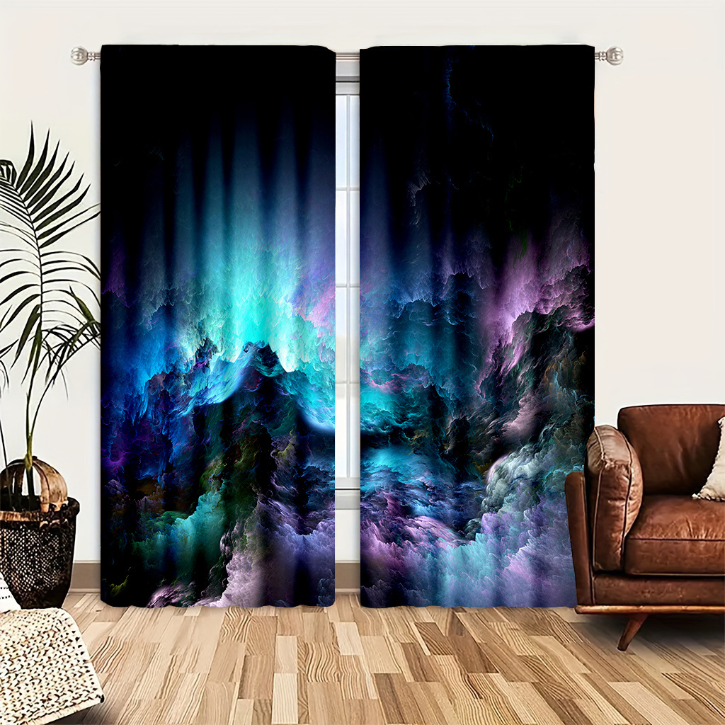TEMU 2pcs Fantasy Sea Of Clouds Pattern Door Curtain