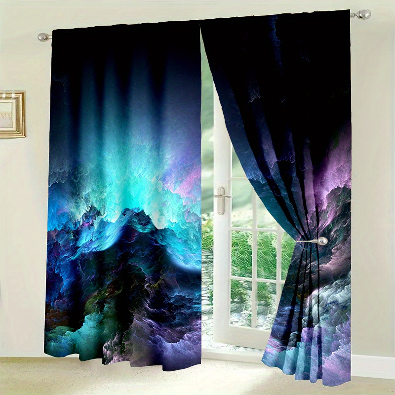 

2pcs Blackout Curtains Set, Psychedelic Cloud Sea Pattern Door Curtains, Uv Protection & Thermal Insulated, Room Decor, Home Decor