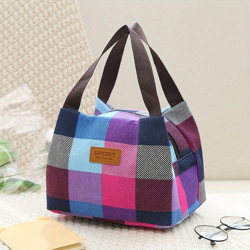Image of Minimalist Casual Colorblock Satchel Bag, Lightweight Zipper Storage Bag For Work, Lightweight Vintage Bag