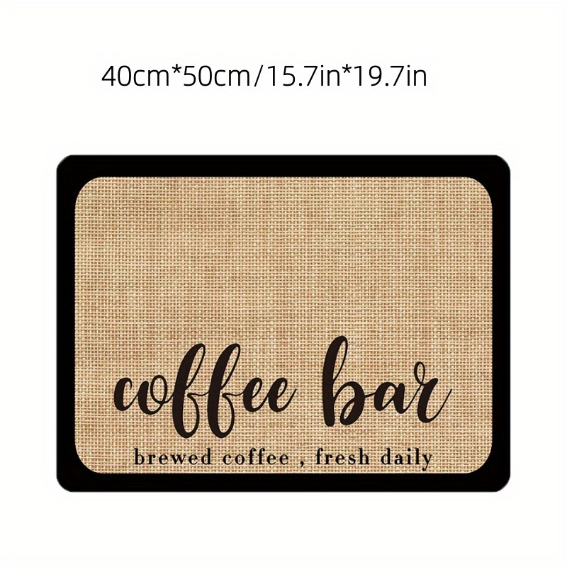 1pc Large Quick-dry Coffee Mat - Absorbent & Anti-slip Draining Pad With " Coffee Family" Design - Kitchen & Bathroom Countertops - Hand Washable, Rectangular Shape