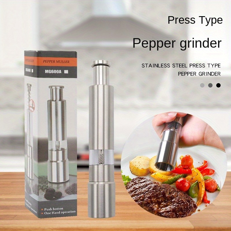 

Stainless Steel Manual Spice & Salt Grinder - Press-type Mini Seasoning Crusher For Freshly Ground Pepper And Crude Salts