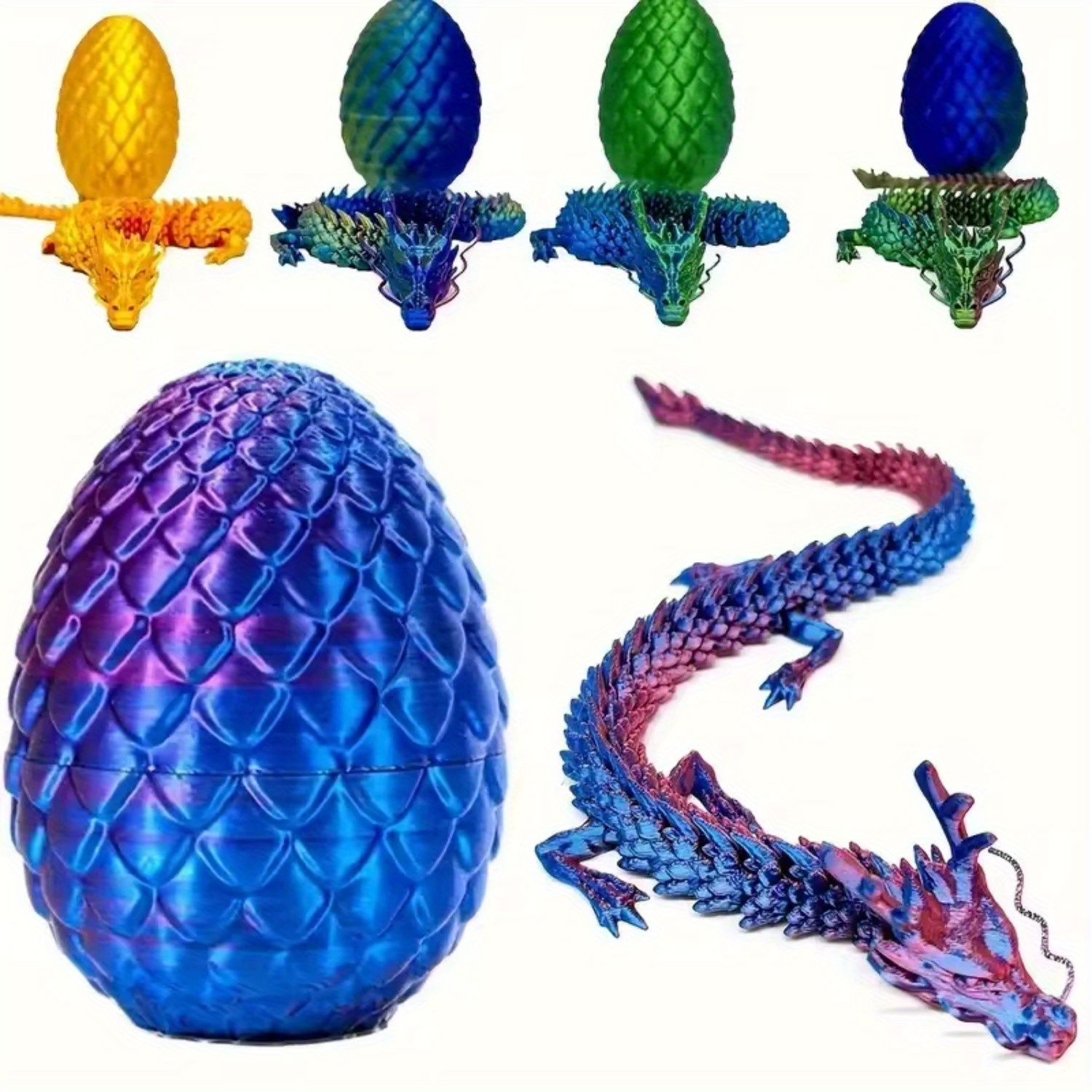 

1 Set 3d Printing Flexible Joint Dragon And Mini Dragon Eggs For Landscaping, Home Decor, Model Gifts, Office Decor, Halloween Room Decor Gothic, Creative Handheld Car Decoration Easter Gift