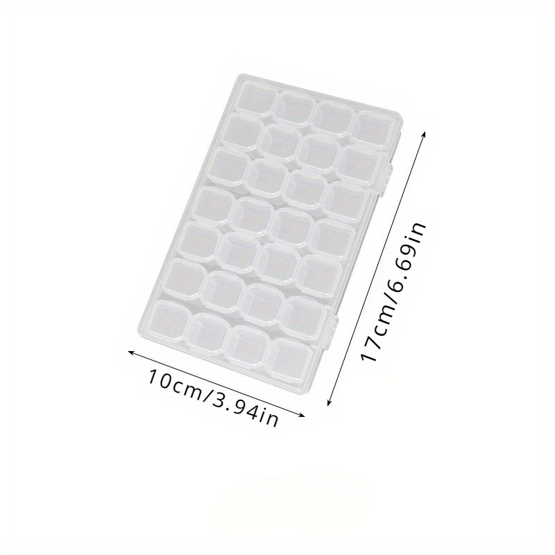 TEMU 28-compartment Clear Abs Plastic Jewelry Organizer Box - Multipurpose Storage For Earrings, Beads & Accessories - Stackable & Detachable Mini Containers With Secure Snap Closures