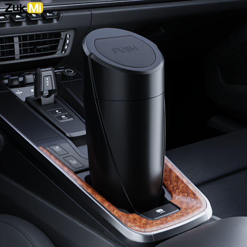 Image of 1pc Car Interior Accessory, Covered Car Trash Can, Small Car Trash Can, Portable Car Trash Can, And Car Cup Holder Trash Can