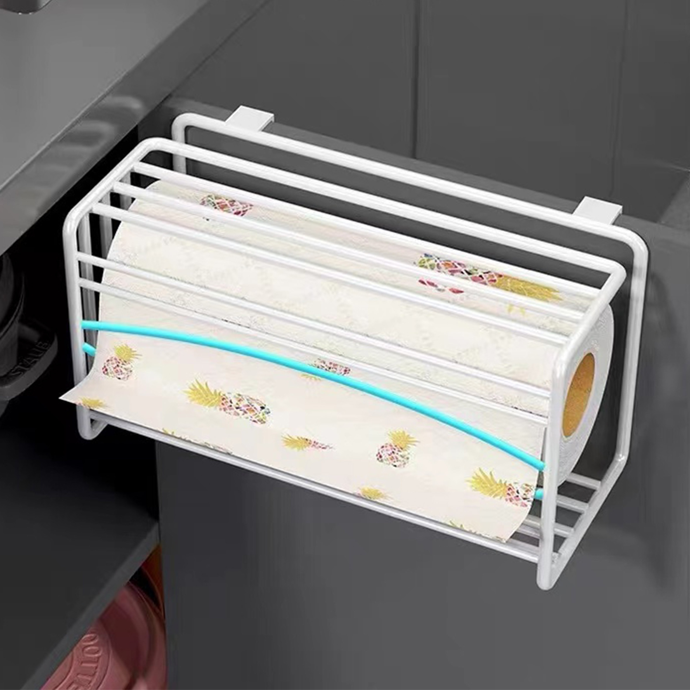 no drill multi functional kitchen paper towel holder with thickened dispenser space saving bathroom bedroom organizer heavy duty adjustable roll box shelf for   Product details 3