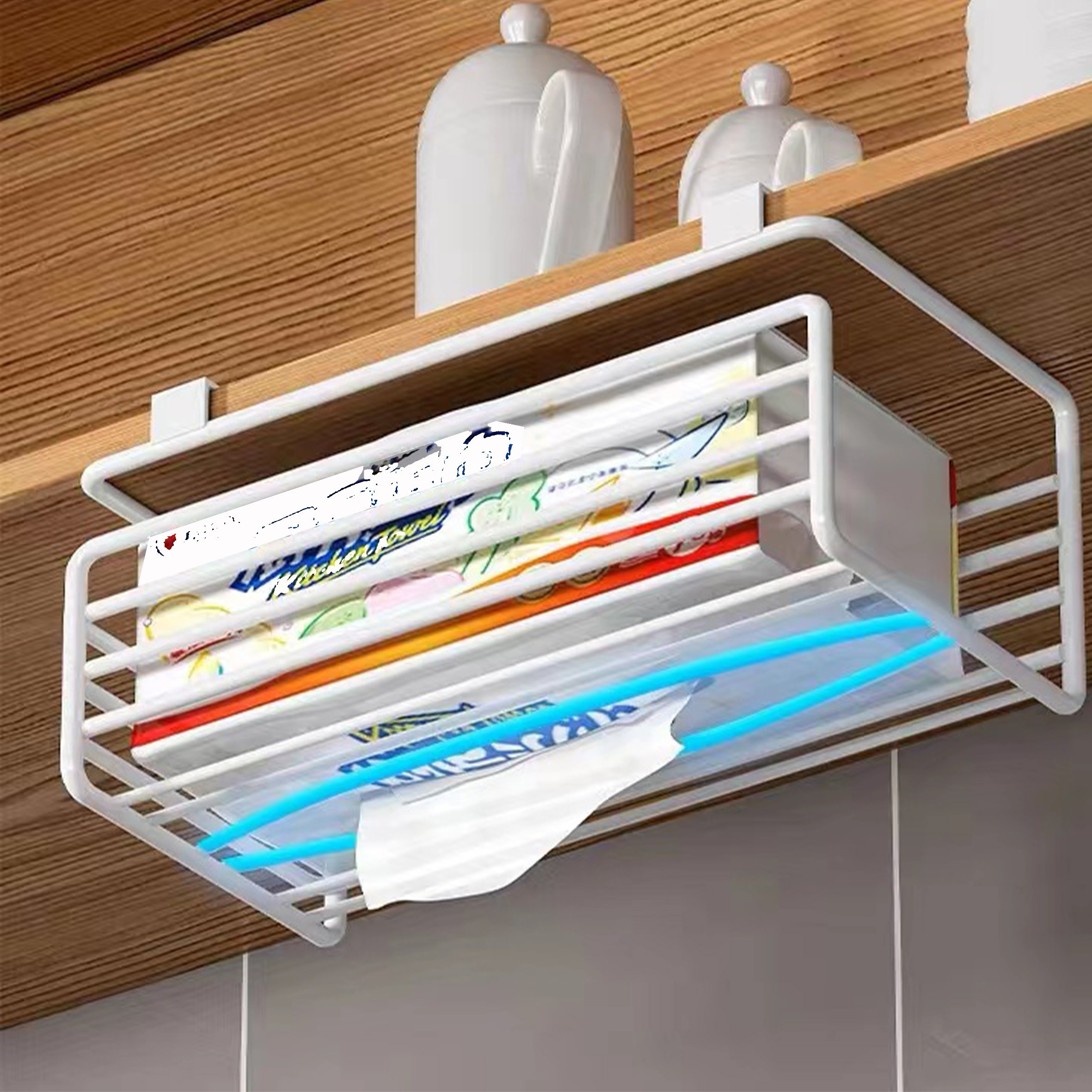 no drill multi functional kitchen paper towel holder with thickened dispenser space saving bathroom bedroom organizer heavy duty adjustable roll box shelf for   Product details 5