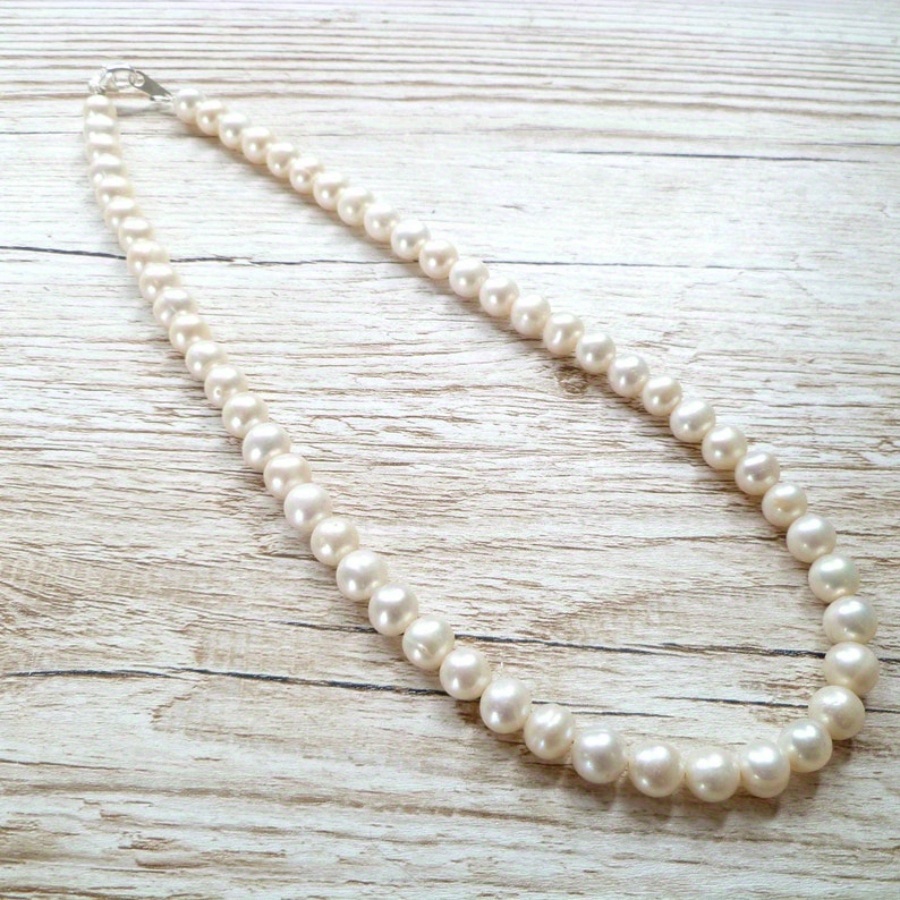 

Pearl Necklace Ivory Freshwater Pearl Necklace White Pearl Necklace Men's Pearl Necklace