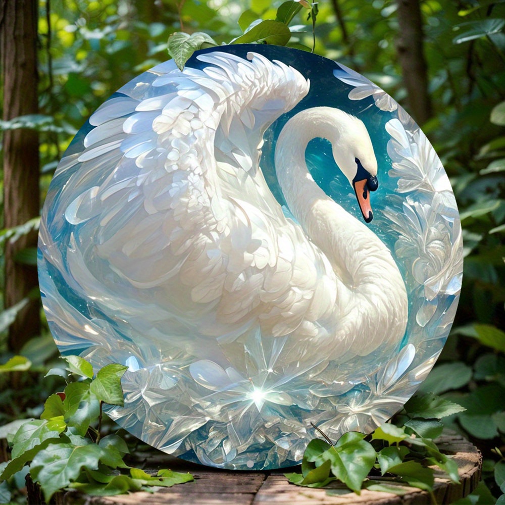 

1pc, Round Aluminum Sign (8x8 Inch), Swan Themed Decoration Office Room Home Door Decorations, Ideal Gift For Swan Lovers