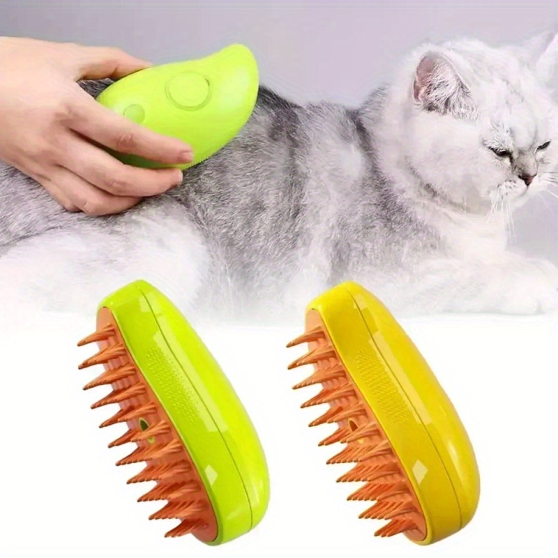 

1pc Pet Spray Comb, Mango Shape Bath Massage Comb For Cats, Special One-click Cleaning Supplies To Remove Floating Hair