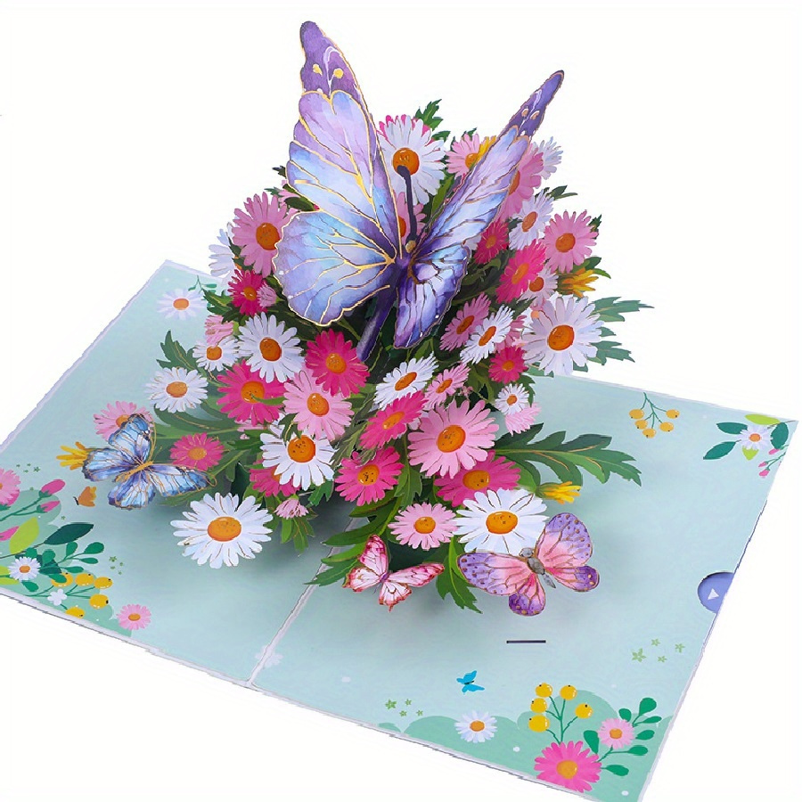 

3d Butterfly & Flower Pop-up Greeting Card - Perfect For Birthdays, Mother's Day, Father's Day, Graduations, Weddings, Anniversaries, And Appreciation Notes