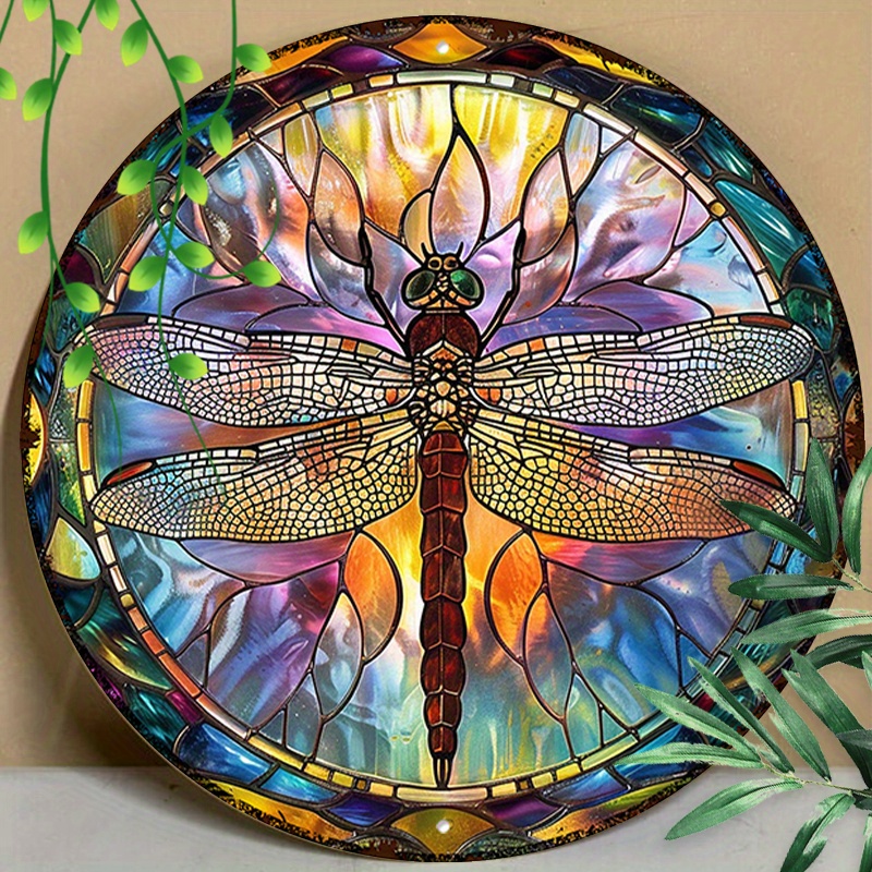 

Dragonfly Art Nouveau 8x8" Round Aluminum Sign - Durable & Uv Protected Metal Decor For Indoors And Outdoors, Easy To Hang Dragonfly Decor Dragonfly Wall Decor