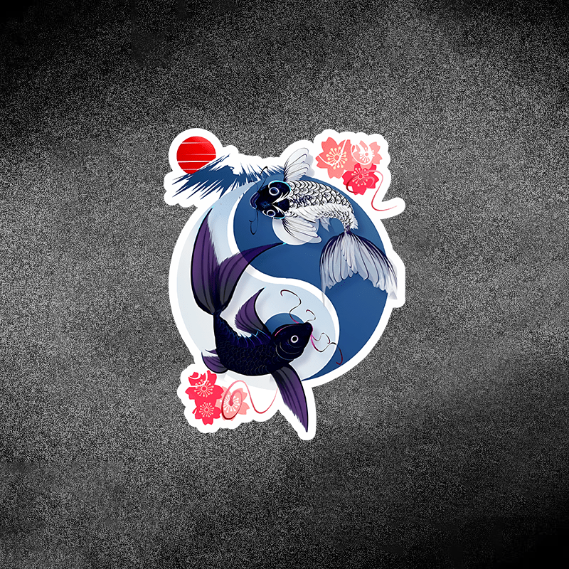 

Yin Yang Koi Fish Vinyl Decal - Waterproof & Matte Finish, Perfect For Cars, Laptops & Walls