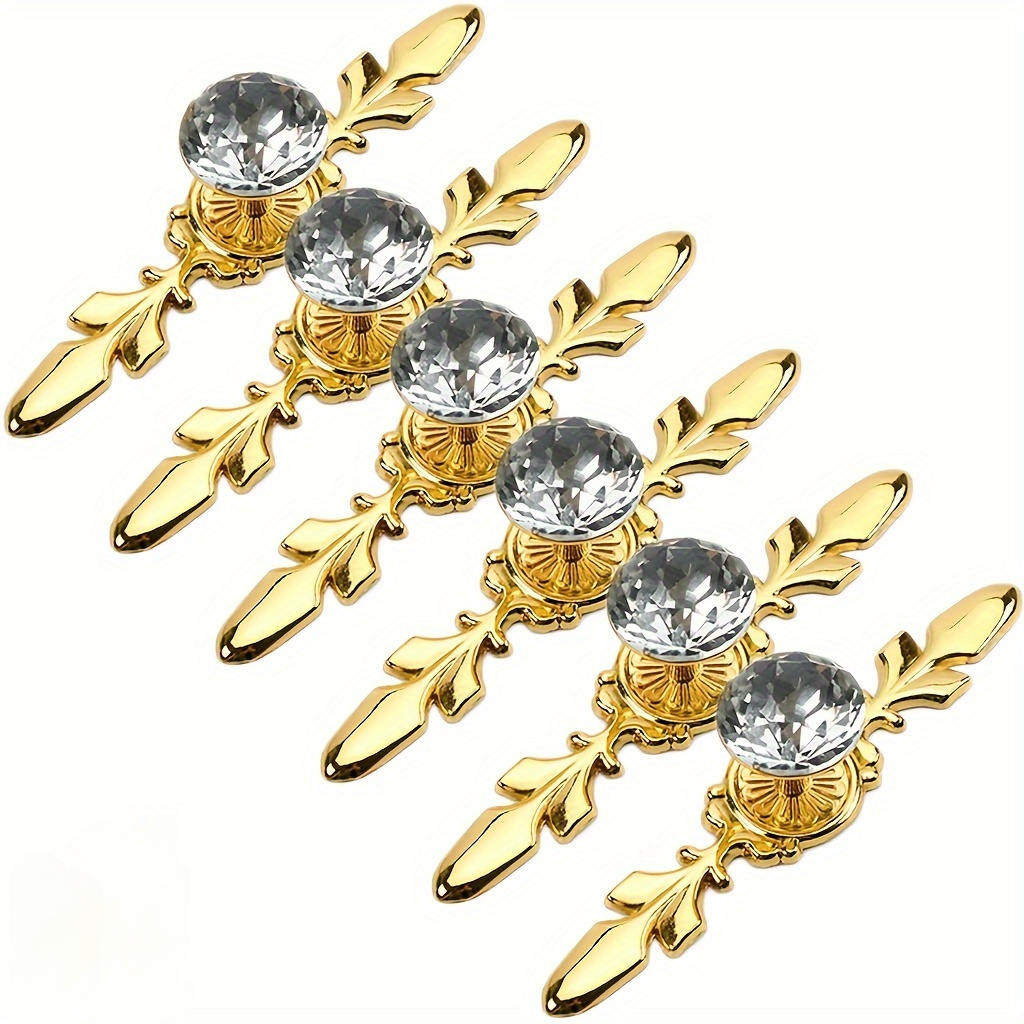 green emerald velvet dress coolnews 4 Pack Crystal Glass Drawer Knobs Brushed Brass/Gold Cabinet Knobs  Square Dresser Knobs and Pulls for Kitchen Cupboard 1-3/8 Inch main image 1