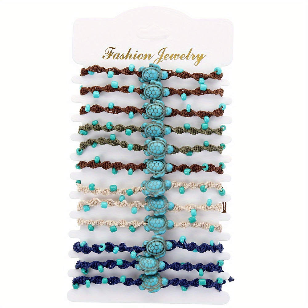 

European And American Popular Bohemian Turquoise Turtle Shell Rice Beads Bracelet Women's Hand-woven Bracelet Jewelry Wholesale