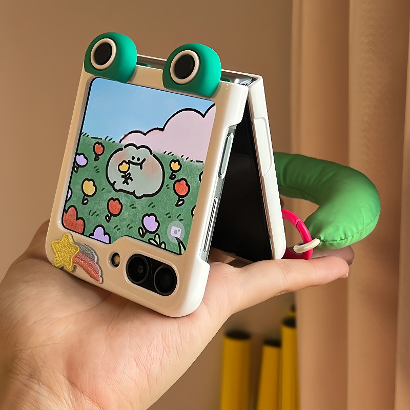 new cartoon frog theme z flip foldable phone case fresh Temu