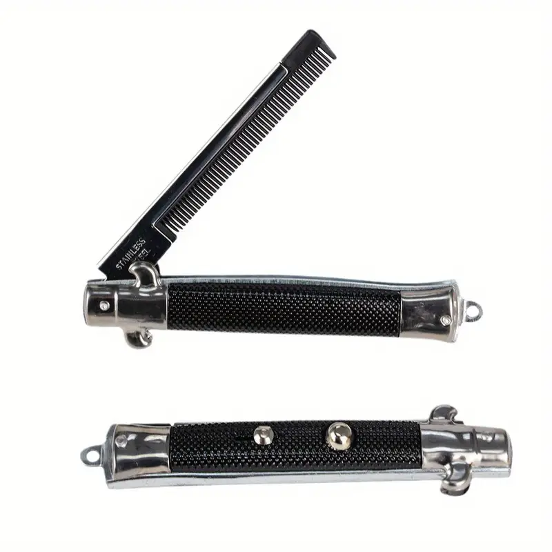 magic folding hair comb compact pocket sized for travel everyday use durable plastic metal construction details 4